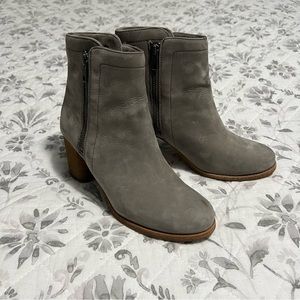 FRYE Grey Double Zip Leather Heeled Booties 7.5